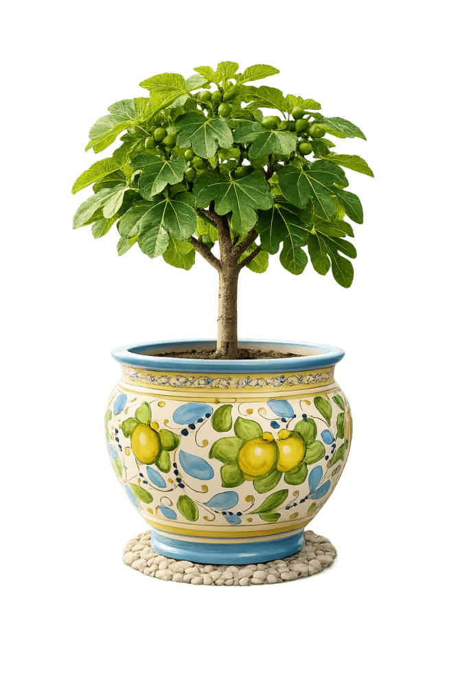 Preview: Pot de fleurs en céramique toscane avec motif citrons – artisanat italien méditerranéen